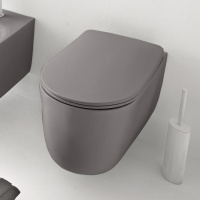 Унитаз безободковый подвесной Kerasan Nolita 55х35 см, с креплениями WB9N, цвет: FERRO MATT - Gidratop.ru изображение